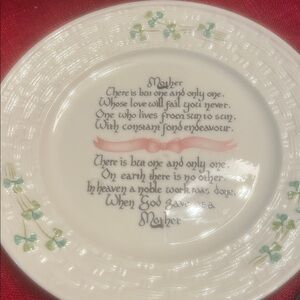 Belleek Shamrock Mother's Day Plate